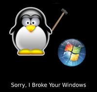 Tux Smashes Windows